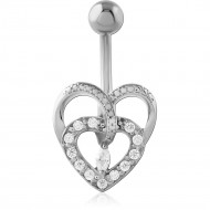 SURGICAL STEEL JEWELED NAVEL BANANA