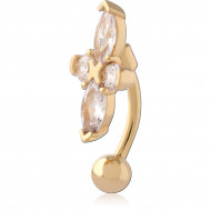 GOLD PVD 18K COATED BRASS JEWELED NAVEL BANANA