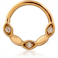 GOLD PVD 18K COATED SURGICAL STEEL JEWELED SEAMLESS RING