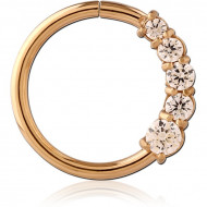 GOLD PVD 18K COATED SURGICAL STEEL JEWELED SEAMLESS RING