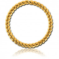 GOLD PVD 18K COATED SURGICAL STEEL SEAMLESS RING - TWIST PIERCING