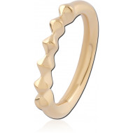 GOLD PVD 18K COATED SURGICAL STEEL SEAMLESS RING GEOMETRIC RIDGE DESIGN