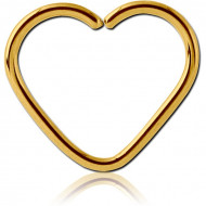 GOLD PVD 18K COATED SURGICAL STEEL OPEN HEART SEAMLESS RING PIERCING