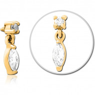 GOLD PVD 18K COATED SURGICAL STEEL JEWELED MICRO ATTACHMENT FOR 1.2MM INTERNALLY THREADED PINS