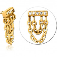 GOLD PVD 18K COATED SURGICAL STEEL JEWELED MICRO ATTACHMENT FOR 1.2MM INTERNALLY THREADED PINS