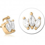 GOLD PVD 18K COATED SURGICAL STEEL JEWELED MICRO ATTACHMENT FOR 1.2MM INTERNALLY THREADED PINS