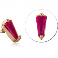 GOLD PVD 18K COATED SURGICAL STEEL JEWELED MICRO ATTACHMENT FOR 1.2MM INTERNALLY THREADED PINS - FIVE GEM