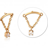 GOLD PVD 18K COATED SURGICAL STEEL JEWELED MICRO ATTACHMENT FOR 1.2MM INTERNALLY THREADED PINS