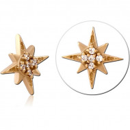 GOLD PVD 18K COATED SURGICAL STEEL JEWELED MICRO ATTACHMENT FOR 1.2MM INTERNALLY THREADED PINS