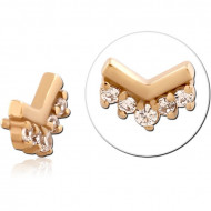 GOLD PVD 18K COATED SURGICAL STEEL JEWELED MICRO ATTACHMENT FOR 1.2MM INTERNALLY THREADED PINS