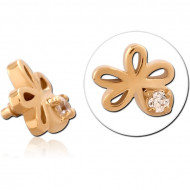 GOLD PVD 18K COATED SURGICAL STEEL JEWELED MICRO ATTACHMENT FOR 1.2MM INTERNALLY THREADED PINS