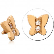 GOLD PVD 18K COATED SURGICAL STEEL JEWELED MICRO ATTACHMENT FOR 1.2MM INTERNALLY THREADED PINS