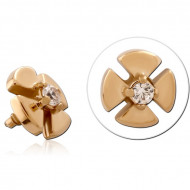 GOLD PVD 18K COATED SURGICAL STEEL JEWELED MICRO ATTACHMENT FOR 1.2MM INTERNALLY THREADED PINS