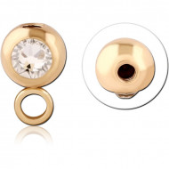 GOLD PVD 18K COATED SURGICAL STEEL SIDE THREADED PREMIUM CRYSTAL JEWELED BALL WITH HOOP