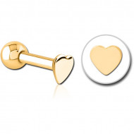GOLD PVD 18K COATED SURGICAL STEEL HEART TRAGUS MICRO BARBELL PIERCING