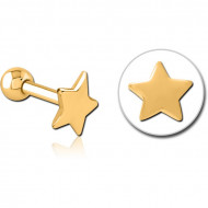 GOLD PVD 18K COATED SURGICAL STEEL TRAGUS MICRO BARBELL - STAR