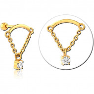 GOLD PVD 18K COATED SURGICAL STEEL JEWELED TRAGUS MICRO BARBELL