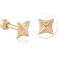 GOLD PVD 18K COATED SURGICAL STEEL JEWELED TRAGUS MICRO BARBELL