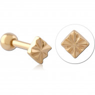 GOLD PVD 18K COATED SURGICAL STEEL JEWELED TRAGUS MICRO BARBELL