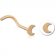 GOLD PVD 18K COATED SURGICAL STEEL CURVED NOSE STUD PIERCING