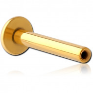 GOLD 18K PVD COATED SURGICAL STEEL THREADLESS LABRET PIN PIERCING