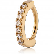GOLD PVD 18K COATED SURGICAL STEEL JEWELED BELLY CLICKER