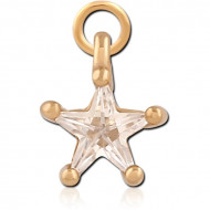 GOLD PVD 18K COATED SURGICAL STEEL SLIDING JEWELED CHARM