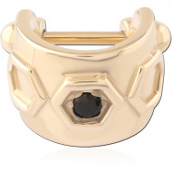GOLD PVD 18K COATED SURGICAL STEEL JEWELED CARTILAGE SHIELD
