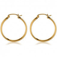 GOLD PVD 18K COATED SURGICAL STEEL WIRE HOOP EARRINGS - ROUND