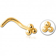 GOLD PVD 18K COATED SURGICAL STEEL CURVED NOSE STUD