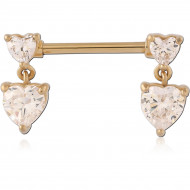 GOLD PVD 18K COATED SURGICAL STEEL NIPPLE BAR