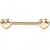 GOLD PVD 18K COATED SURGICAL STEEL NIPPLE BAR - HEART