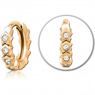 GOLD PVD 18K COATED SURGICAL STEEL JEWELED MULTI PURPOSE HUGGIE PIERCING