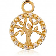 STERLING SILVER 925 GOLD PVD 18K JEWELED SLIDING CHARM FOR HINGED SEGMENT RING