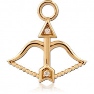 STERLING SILVER 925 GOLD PVD 18K JEWELED SLIDING CHARM FOR HINGED SEGMENT RING