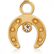 STERLING SILVER 925 GOLD PVD 18K JEWELED SLIDING CHARM FOR HINGED SEGMENT RING