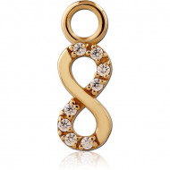 STERLING SILVER 925 GOLD PVD 18K JEWELED SLIDING CHARM FOR HINGED SEGMENT RING