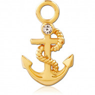 STERLING SILVER 925 GOLD PVD 18K JEWELED SLIDING CHARM FOR HINGED SEGMENT RING