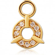 STERLING SILVER 925 GOLD PVD 18K JEWELED SLIDING CHARM FOR HINGED SEGMENT RING