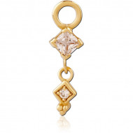 STERLING SILVER 925 GOLD PVD 18K JEWELED SLIDING CHARM FOR HINGED SEGMENT RING