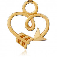 STERLING SILVER 925 GOLD PVD 18K SLIDING CHARM FOR HINGED SEGMENT RING
