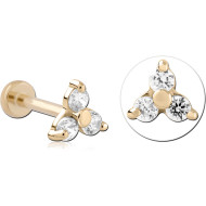 14K YELLOW GOLD THREADLESS WITH GOLD PVD 18K COATED TITANIUM THREADLESS LABRET PIN