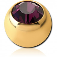 GOLD PVD 18K COATED TITANIUM OPTIMA CRYSTAL JEWELLED MICRO BALL PIERCING