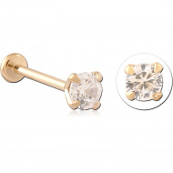 GOLD PVD 18K COATED TITANIUM THREADLESS PIN WITH TITANIUM THREADLESS LABRET