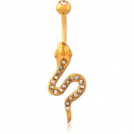 GOLD PVD COATED BRASS DOUBLE JEWELED NAVEL BANANA PIERCING