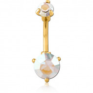 GOLD PVD COATED SURGICAL STEEL DOUBLE JEWELED NAVEL BANANA