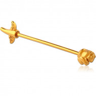 GOLD PVD COATED SURGICAL STEEL ATTACHMENT FOR INDUSTRIAL BARBELL PIERCING