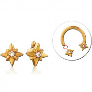 GOLD PVD COATED SURGICAL STEEL ATTACHMENT INTERNALLY THREADED FOR CIRCULAR BARBELL