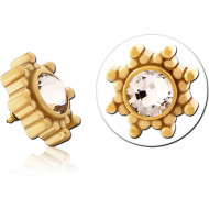 GOLD PVD COATED SURGICAL STEEL JEWELED ATTACHMENT FOR 1.6MM INTERNALLY THREADED PINS