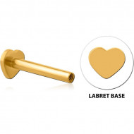 GOLD PVD COATED SURGICAL STEEL INTERNALLY THREADED MICRO LABRET PIN FOR 0.8 MM THREAD PIERCING
